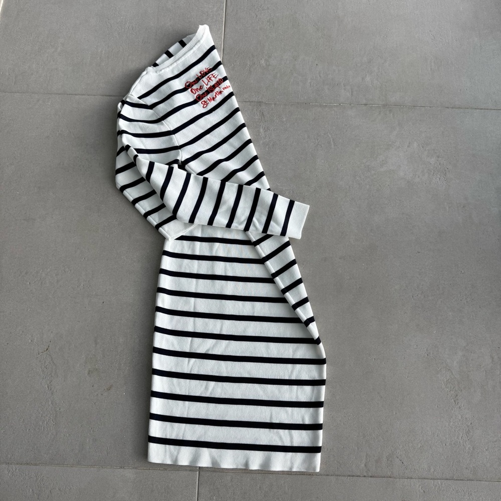 St. Martin FWI One Love One Life One Island Striped Long Sleeve Dress, S